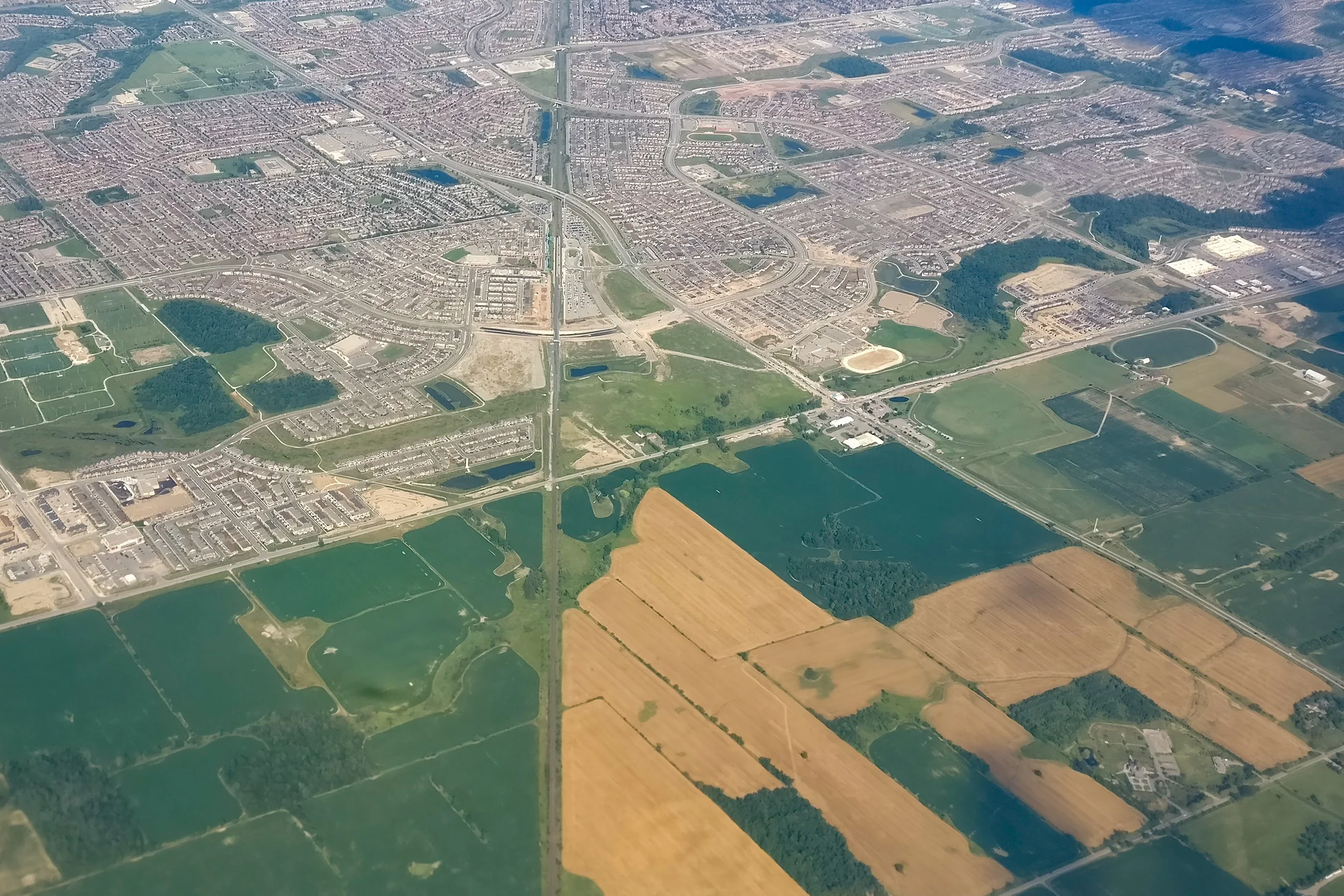 Aerial view of Toronto suburbs