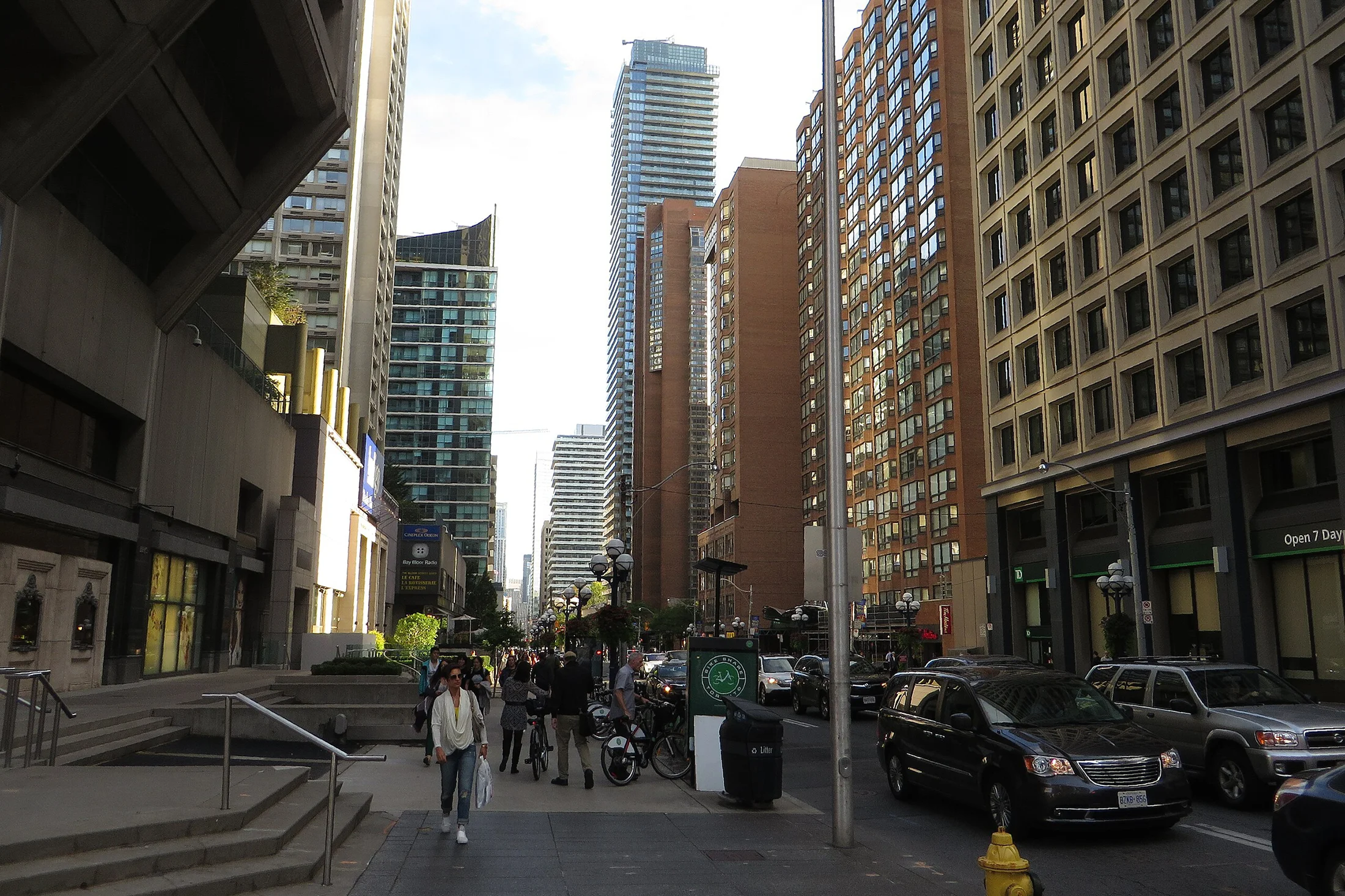 Shadows created by tall buildings on Bloor Street's "Mink Mile"