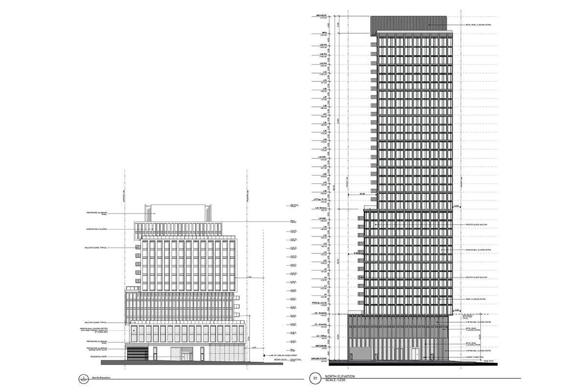 2 tall building elevations